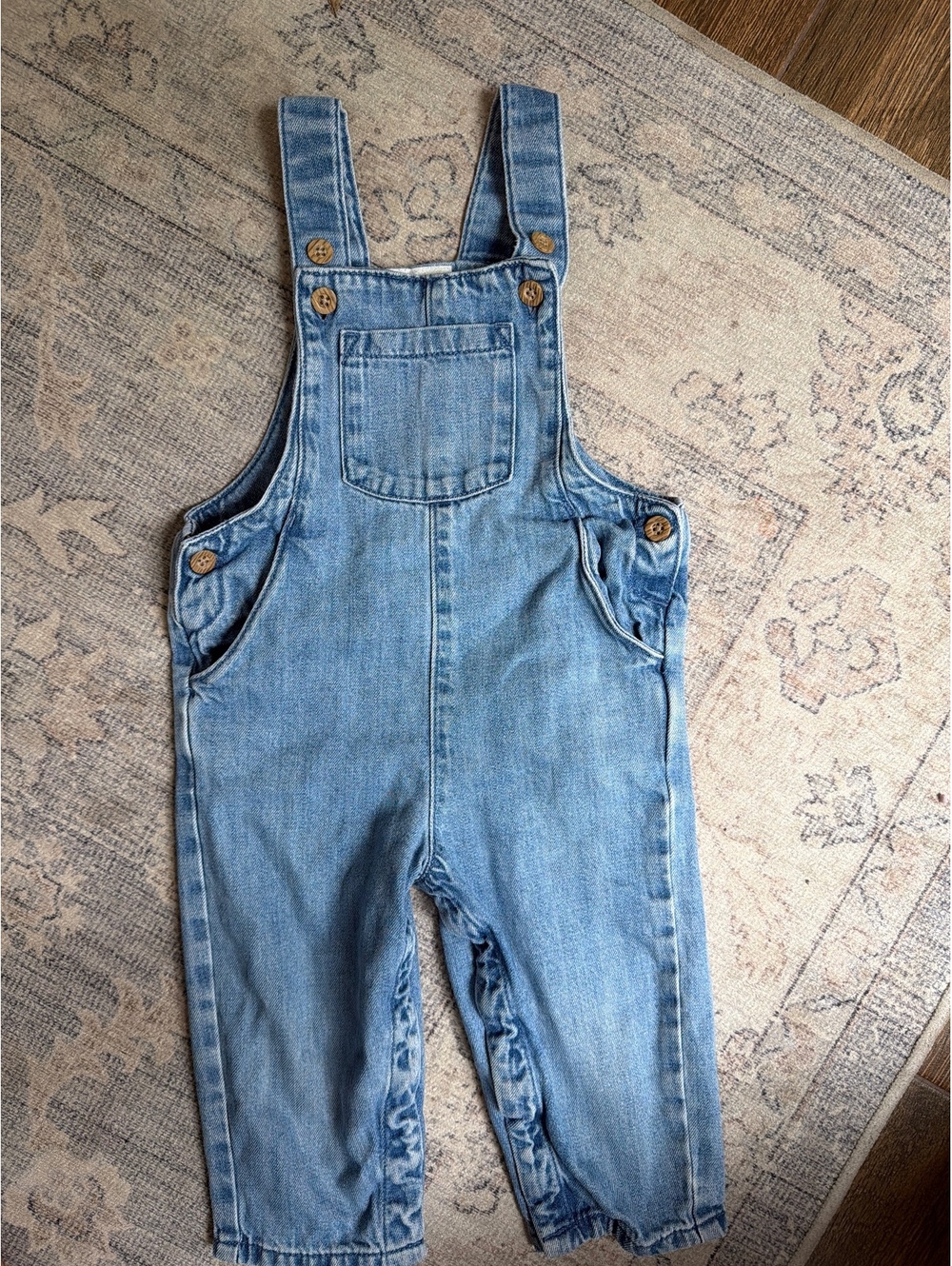 Little Planet Light Blue organic Denim Overalls 18m